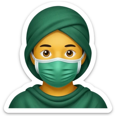 a dark green cloth face mask sticker