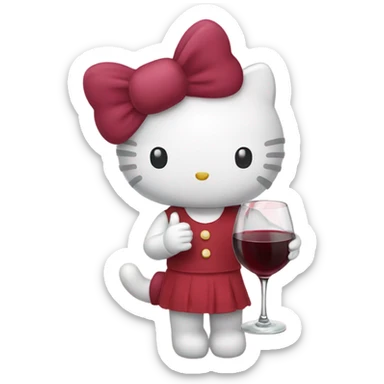 Hello Kitty drinking red wine sticker