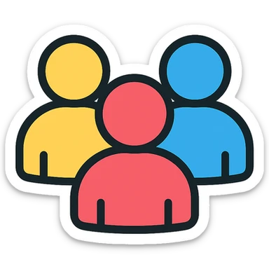group of people, modern clean lines color outline icon style, for digital product sticker