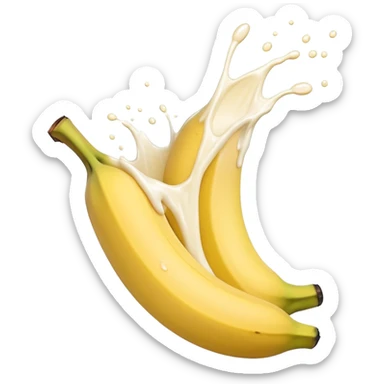 Open banana splashing on Milk sticker