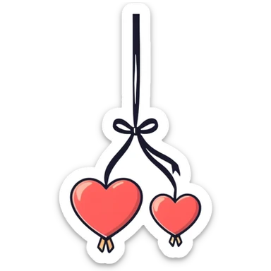 Lots of Dangling hearts from a ribbon sticker