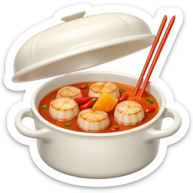 Scallops in spicy sauce takeout Chinese dish sticker