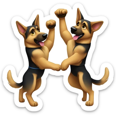 Two German shepard dogs boxing  sticker