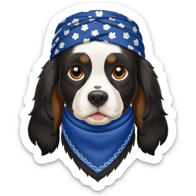 Собака породы черно-белый русский кокер спаниель в бандане Grow Street sticker