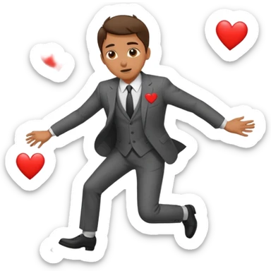 man with heart eyes slip and fall on sidewalk  sticker