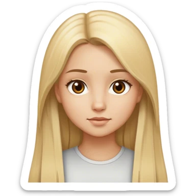Blonde, long and straight haired girl with brown eyes and light skin color sticker