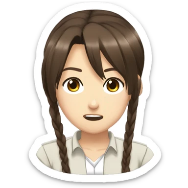 Sasha Braus brown hair hair in a ponytail anime attack on titan sticker