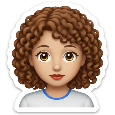 Apple based Genmoji of a girl with brown curl y huir and brown eyes sticker