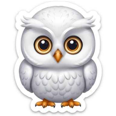 cute, round, white snow owl, with big eyes and little Paws sticker