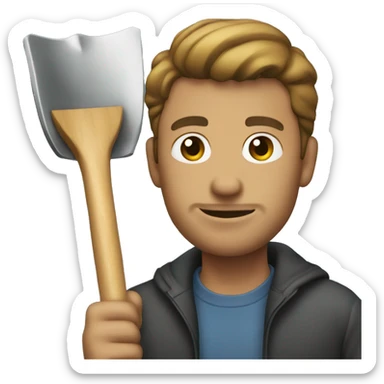 man holding shovel sticker