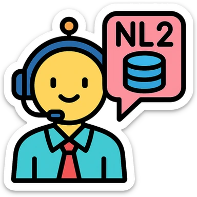 colored icon of an AI agent named NL2Cypher with a speech bubble and database symbol sticker