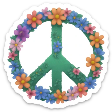 Peace sign with flowers  sticker