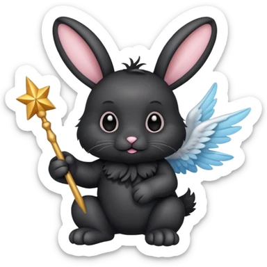 Black bunny with wings and with wand  sticker