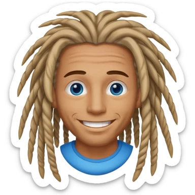 Hippie man smiling with blue eyes and dreadlocks sticker