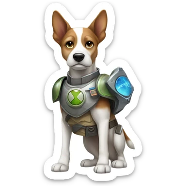 Dog defending earth from alien invasion sticker