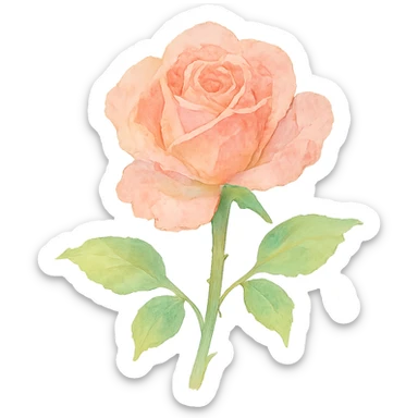 watercolor illustration of a rose, light brush strokes, pastel shades sticker