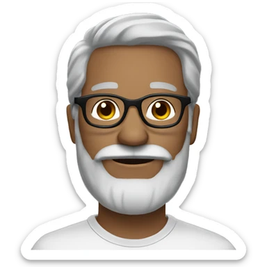 man 50 grey beard dark hair glasses sticker