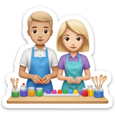 Boy and girl making kit sticker