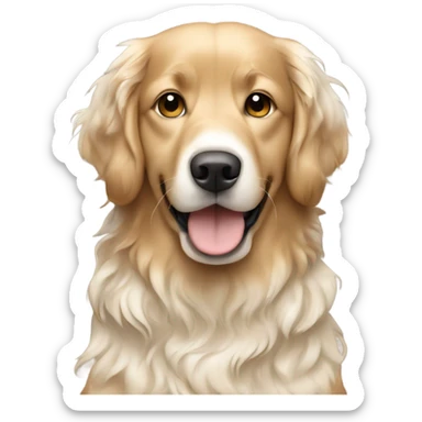 Wavey brown haired girl with English cream golden retriever curly haired dog sticker