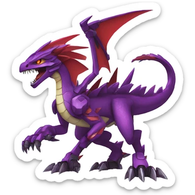  Cool Edgy Purple Red Digimon-Fakemon-Raptor-Dragon-Mecha full body sticker