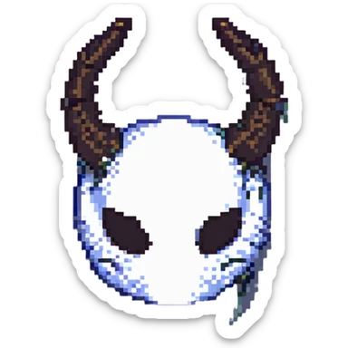 Hollow Knight game mask, pixel art style sticker