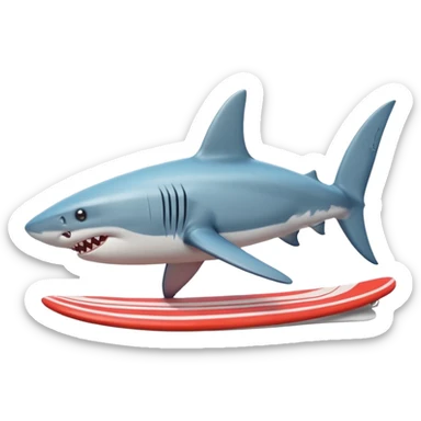 Un tiburón con patas y tenis en sus aletas surfeando  sticker
