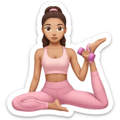 lightskin girl wearing light pink doing pilates sticker