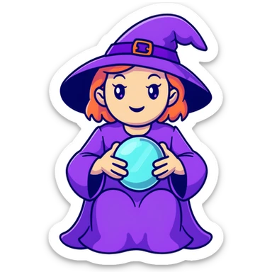 witch with a crystal ball sticker