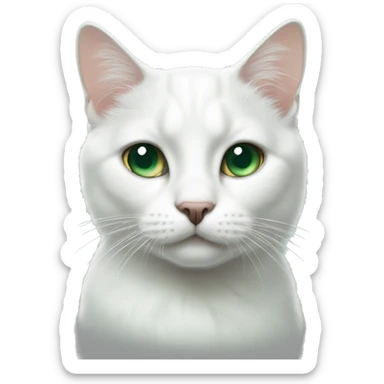 White cats with black dot on forehead and dark green eyes  sticker