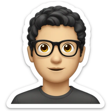 A young white boy with black hair wearing clear glasses  sticker