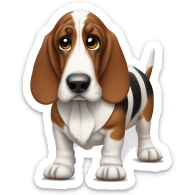 Basset hound with brown and white spots in a tutu sticker