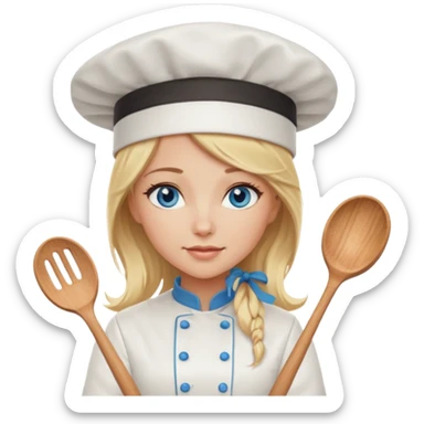 Sexy Long Blonde hair blue eyed female chef sticker