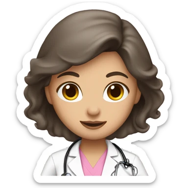 pretty brunette nurse with long hair in pink scrubs sticker