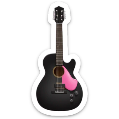 Black guitar with a thin coquette pink bow  sticker