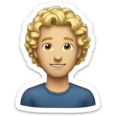 a guy with blonde curl hair sticker
