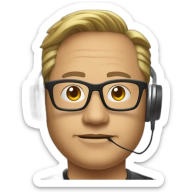 Jensen Huang with black glasses wearing earphones sticker