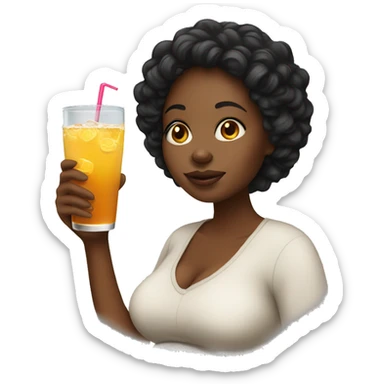 pregnan black woman with a drink sticker