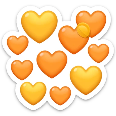 hearts. Orange and yellow.. Pastel sticker