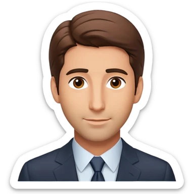handsome Ross Geller from Friends TV show with well-styled brown hair and attractive features in a nice suit sticker