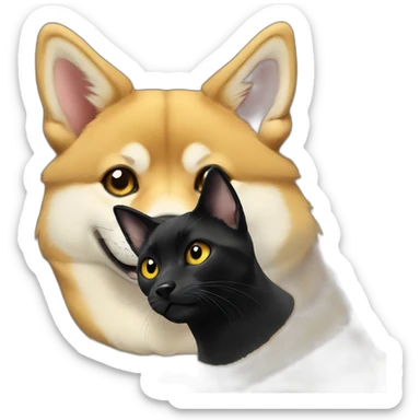 golden shibainu and black cat sticker