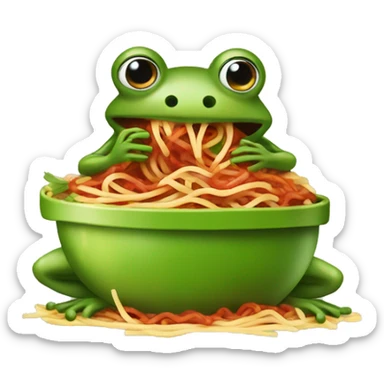 A frog eating spaghetti bolognese sticker