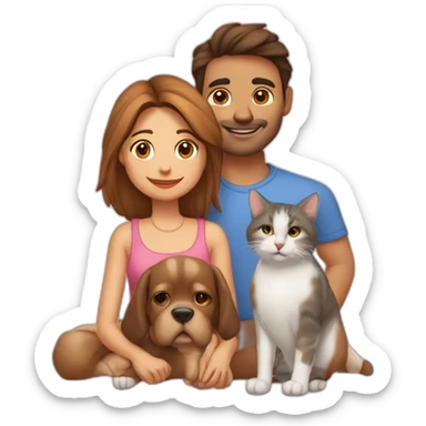 Amoureux avec un chien et un chat  sticker
