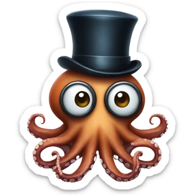 Octopus wearing a top hat, mustache, and a monocle sticker