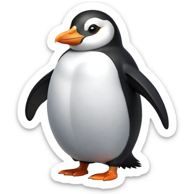 cinematic-penguin-realistic-full-body-standing-emoji,-plump-body-balanced-with-tiny-wings-tucked-close,-sleek-black-and-white-feathers-smoothly-layered,-head-tilted-dramatically,-bright-orange-beak-glinting-in-the-arctic-sun,-simplified-yet-realistic-focused-features,-highly-detailed,-glowing-with-an-almost-sarcastic-glow

 sticker
