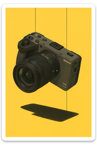 xuddi mana shu sariq mashina o'rniga sony fx3 kamerasini qo'yib o'zgartirib ber sticker