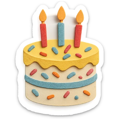 funfetti birthday cake with pastel sprinkles and candles sticker