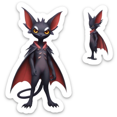 Kawaii Cool Vampiric Beautiful Noivern-Nargacuga-Litten with big Bat Ears full body sticker