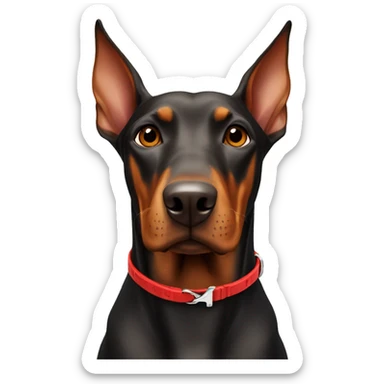 doberman with a red dog-collar sticker
