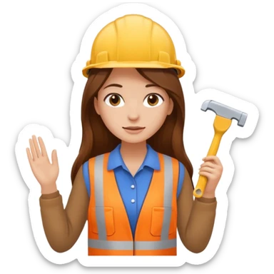 beautiful girl with long brown hair constructing new bathroom sticker