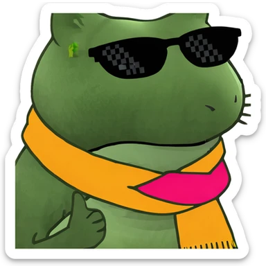 Grey cat with sunglasses sticker